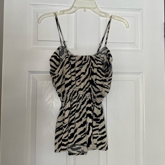 Dynamite Cinched Waist Zebra print spaghetti strap shirt XS - Picture 2 of 4